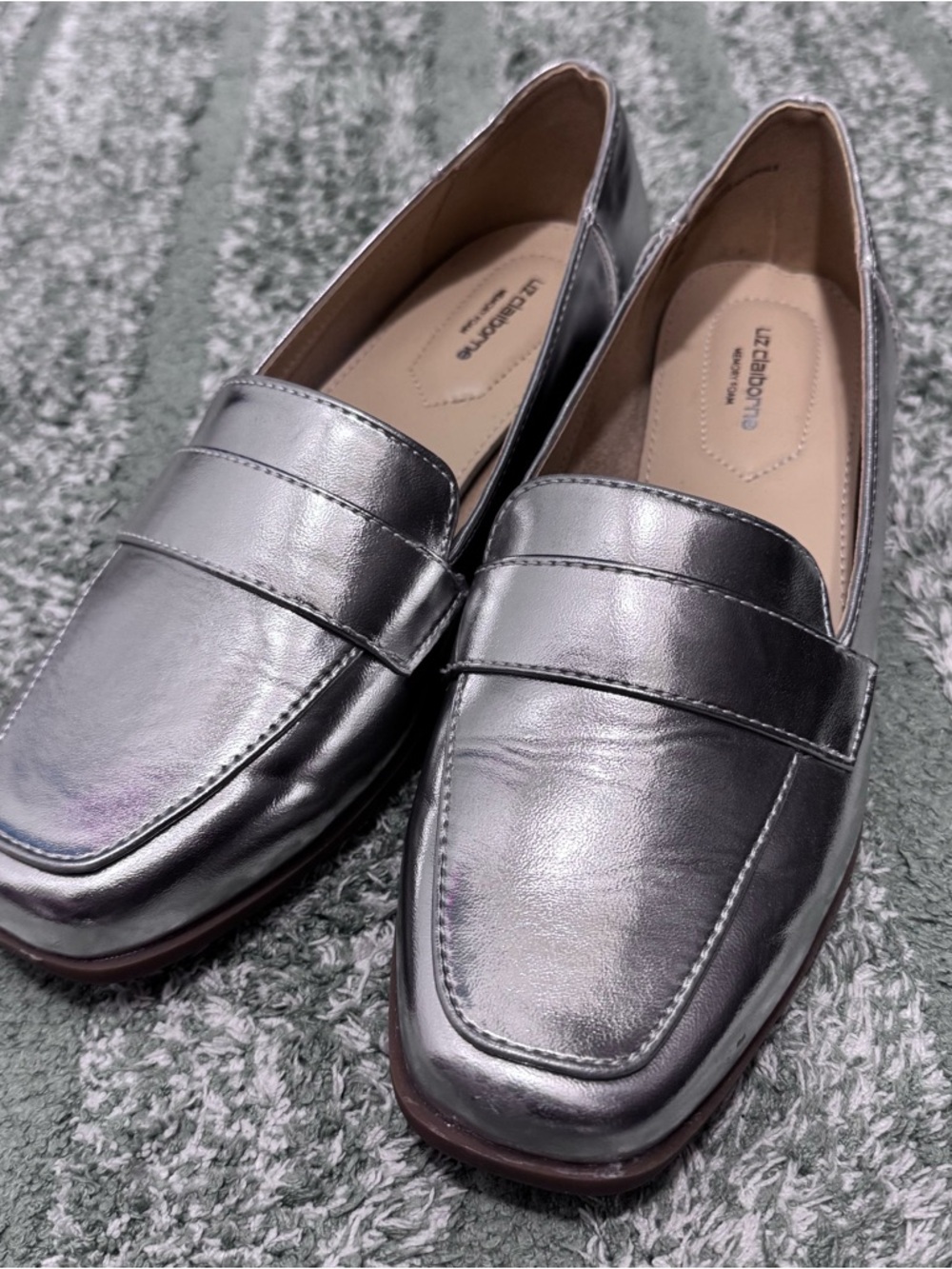 Liz Claiborne Metallic Silver Penny Loafers